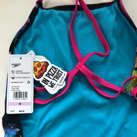 NWT Speedo Printed Fixed Back One Piece Female Training Swimsuit - Picture 6 of 6